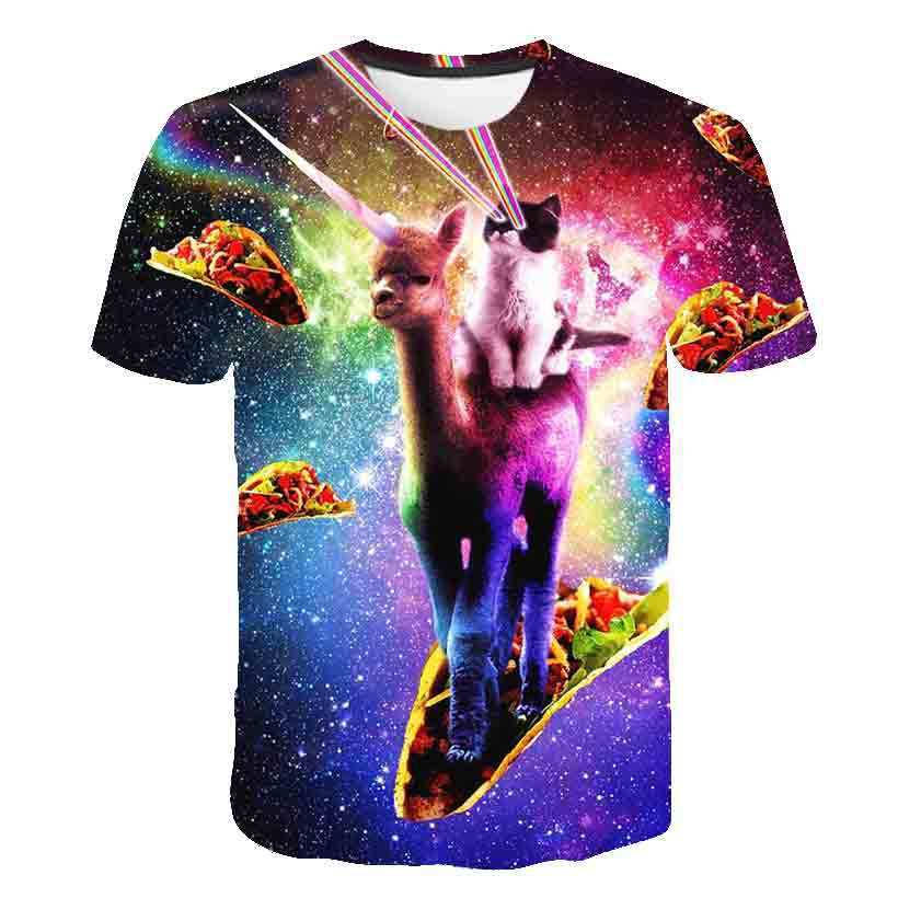 Summer Kids Korean Kitty Print Short Sleeve