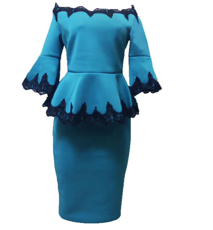 Oversized Ruffle Sleeve Top  Half Skirt Suit