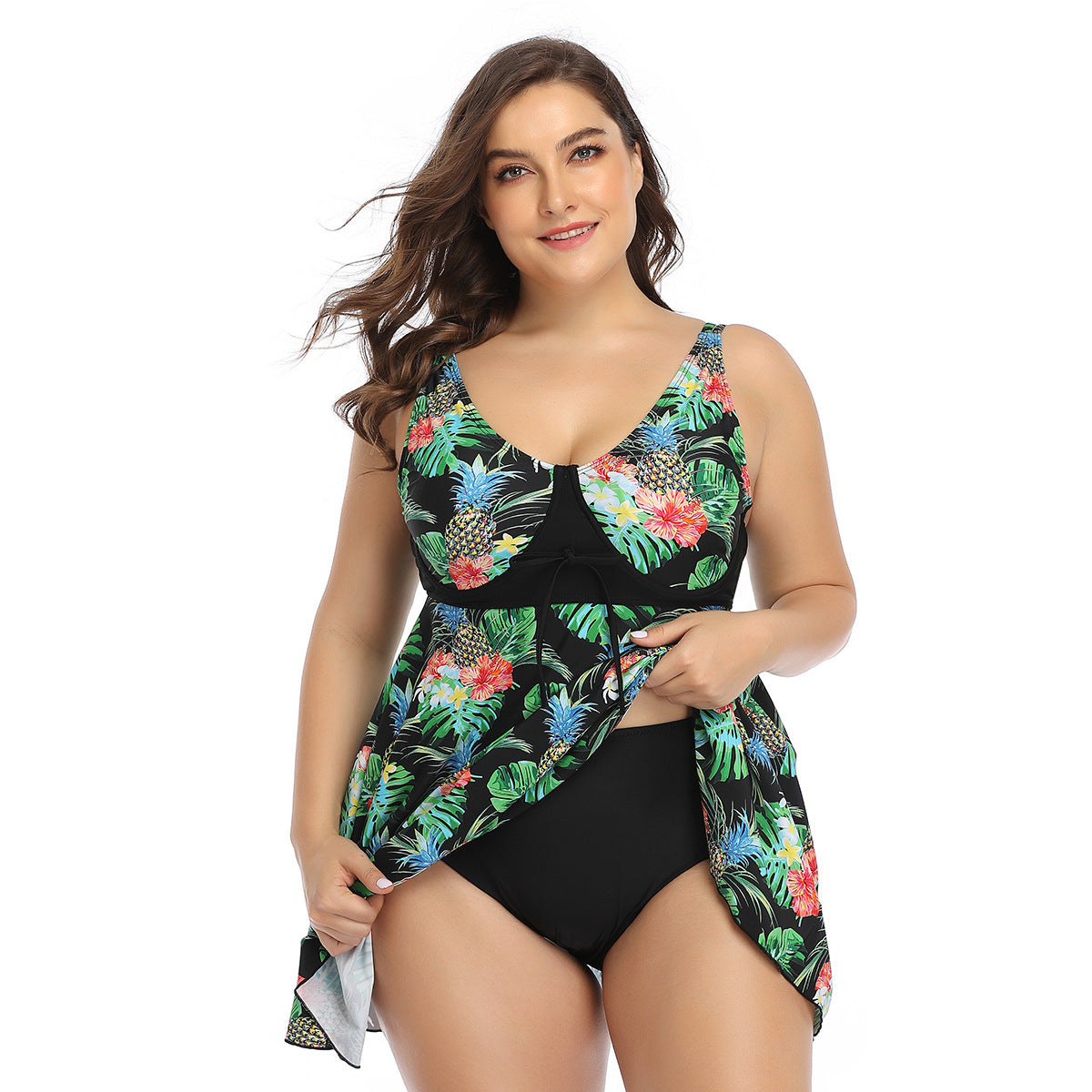 Oversized split print swimsuit