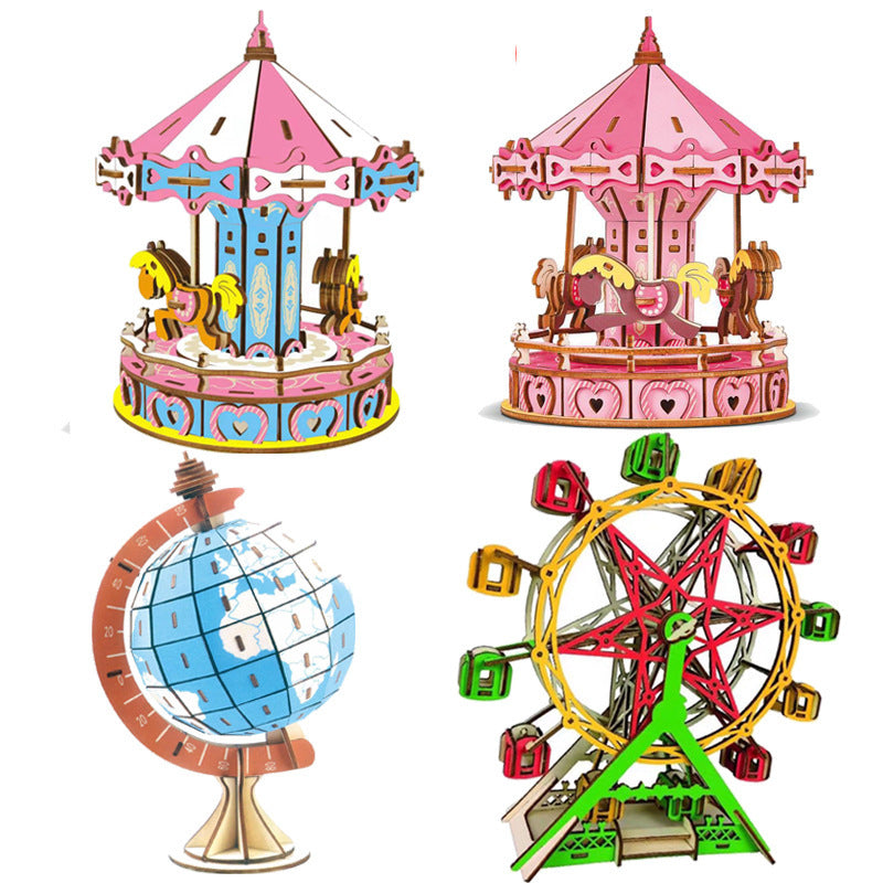 Laser cutting carousel toy puzzle 3d stereo