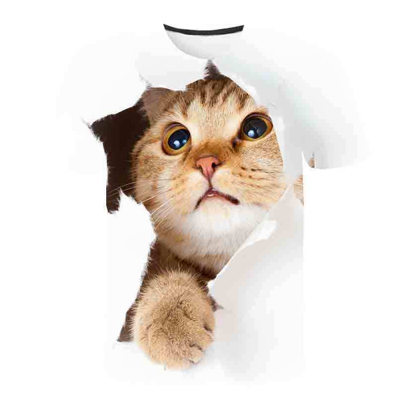 Summer Kids Korean Kitty Print Short Sleeve