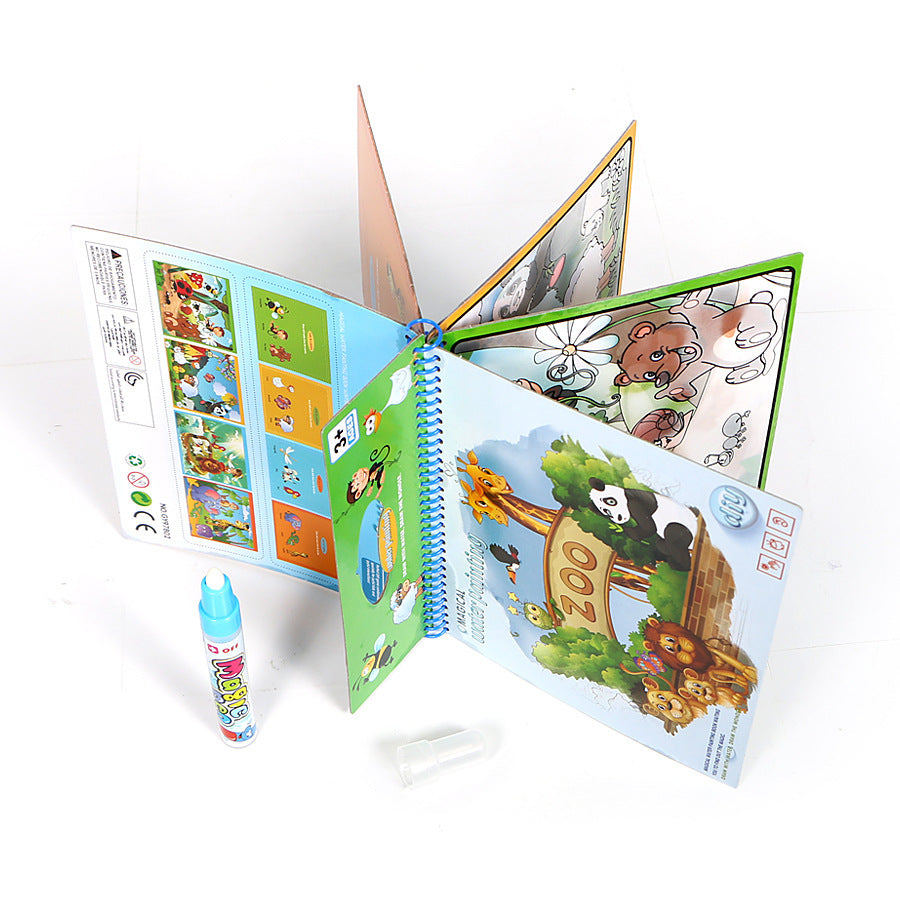 Early Education Clear Water Painting Life Common Sense Digital English Anime Water Album Graffiti Water Painting Book Color Filling Color Applying Books