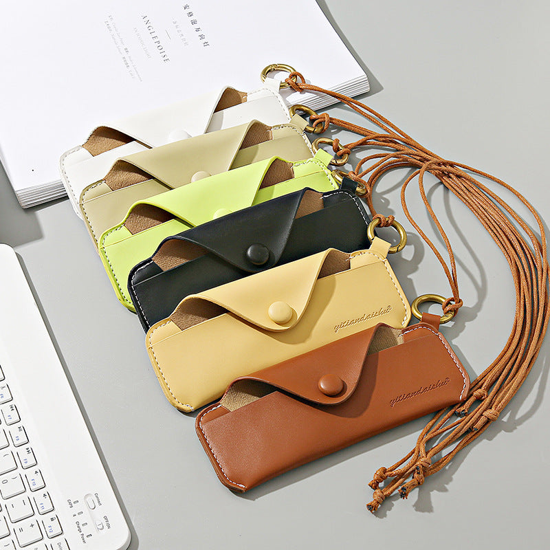 Soft Leather Bag Portable Storage Myopia Glasses