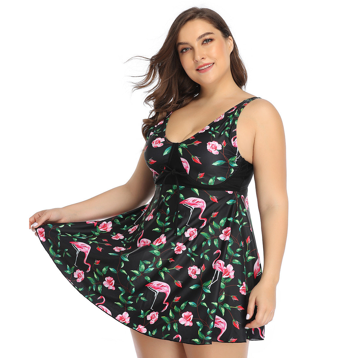 Oversized split print swimsuit