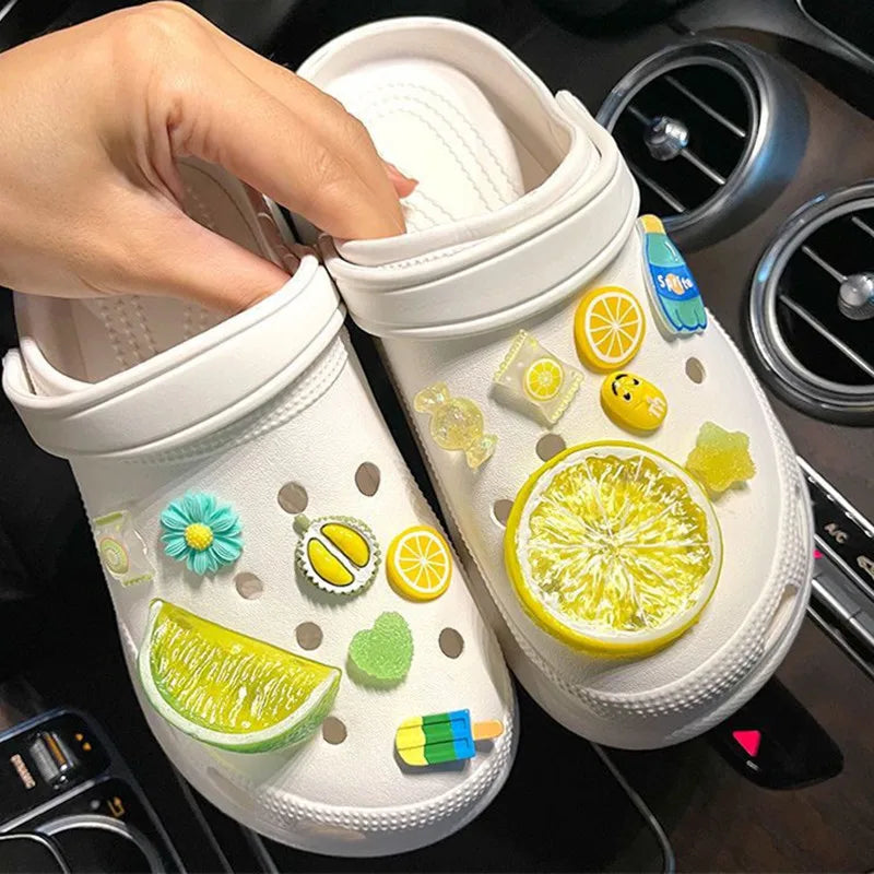 2024 Fresh Lemon Shoe Charms Designer DIY Cute Shoes Party Decaration Accessories for JIBS Clogs Kid Boy Women Girls Gifts
