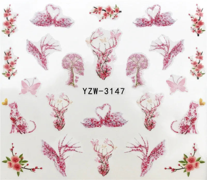 Nail Stickers Halloween Nail Sticker Nail Art Decorations 2020 City Night Feather Maple Halloween Decals for DIY Nail Decals