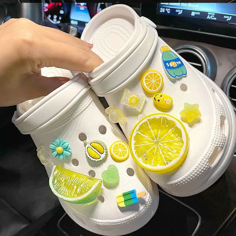 2024 Fresh Lemon Shoe Charms Designer DIY Cute Shoes Party Decaration Accessories for JIBS Clogs Kid Boy Women Girls Gifts