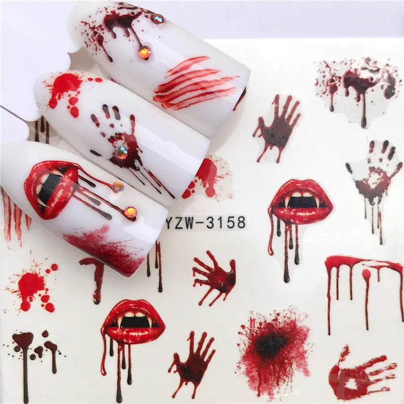 Nail Stickers Halloween Nail Sticker Nail Art Decorations 2020 City Night Feather Maple Halloween Decals for DIY Nail Decals