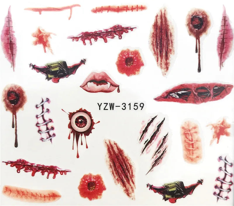 Nail Stickers Halloween Nail Sticker Nail Art Decorations 2020 City Night Feather Maple Halloween Decals for DIY Nail Decals