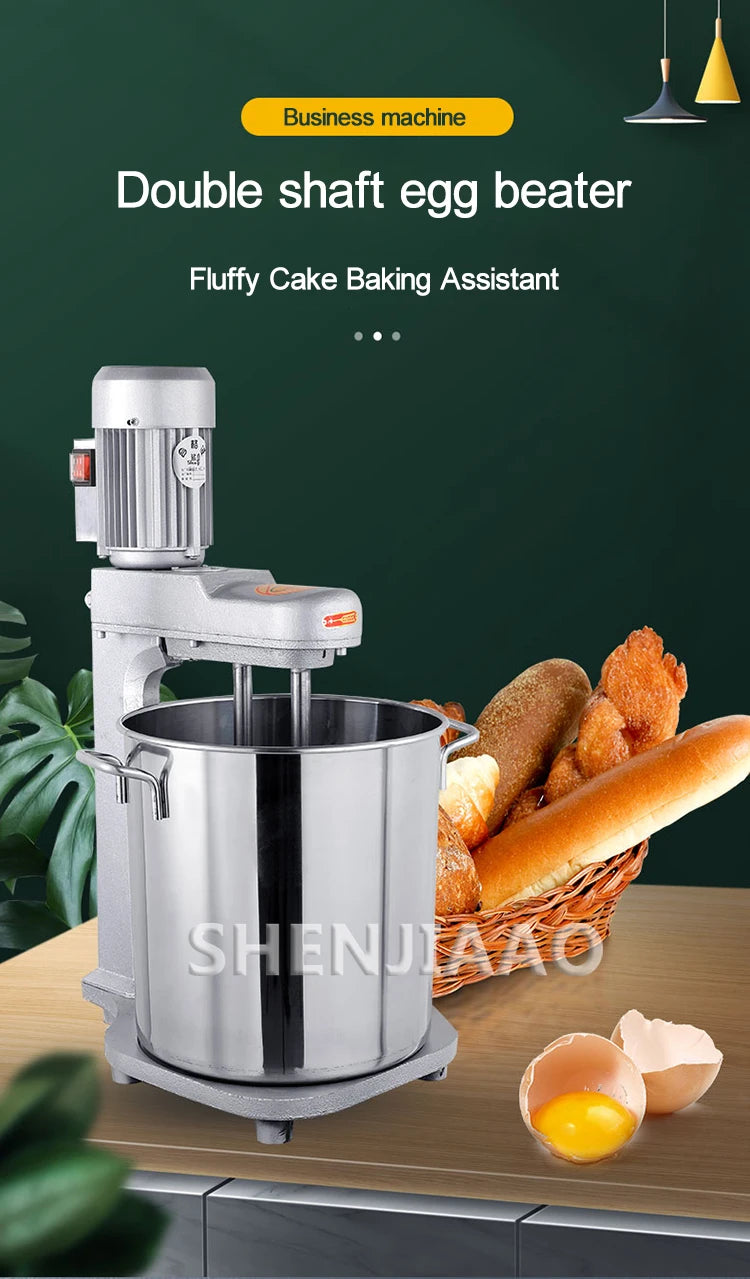 Easy Whisk Egg Beater 15-Liter Dual-Axis Desktop Egg Beater Commercial Electric Cake Mixer Flour Mixer Batter Egg Beater
