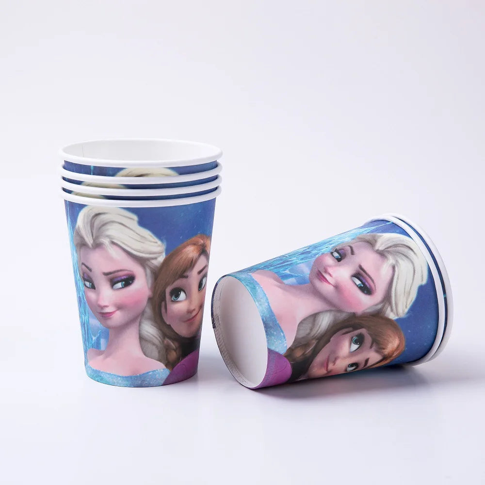 Disney Frozen Party Elsa Princess Set Decoration Party Supplies Cup Straws For Birthday Party Decorations Kids Baby Shower Gift