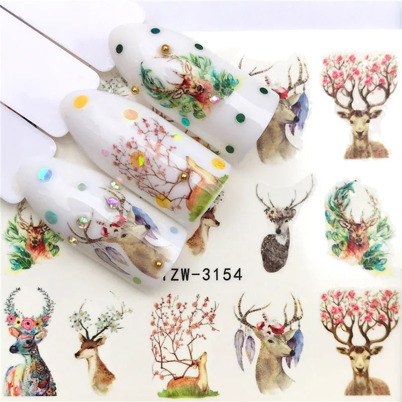 Nail Stickers Halloween Nail Sticker Nail Art Decorations 2020 City Night Feather Maple Halloween Decals for DIY Nail Decals