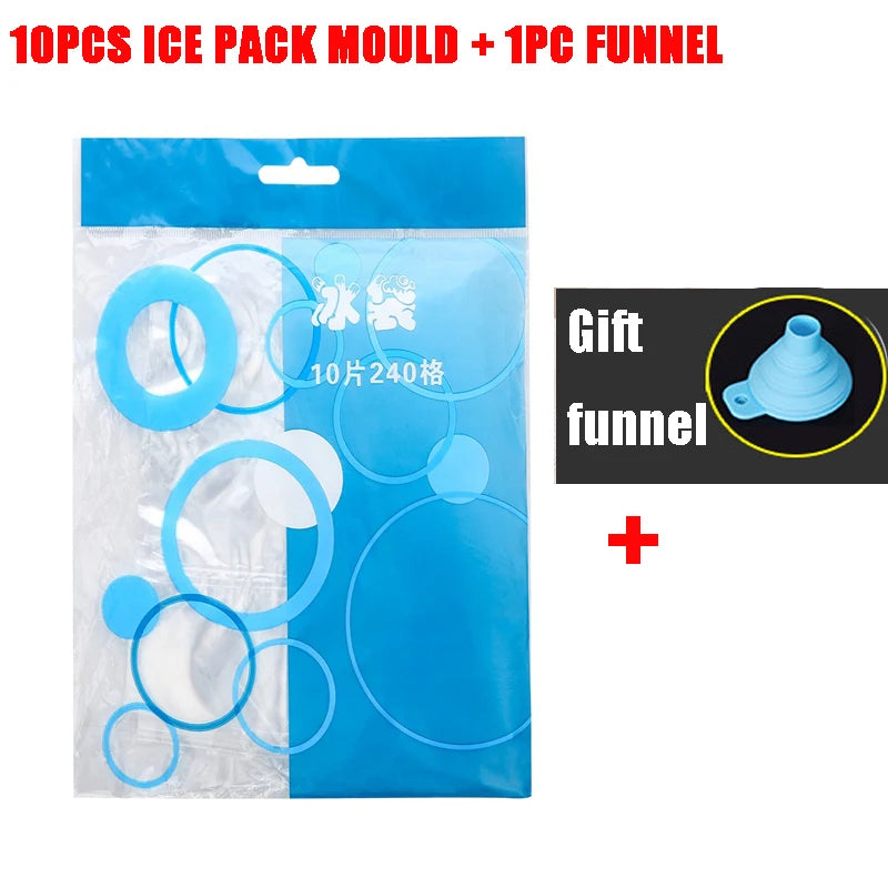 10pcs Disposable Ice-making Bags Self-sealing Ice Cube Tray Mold Home Kitchen Gadgets Summer Faster Freezing DIY Drinking Tool