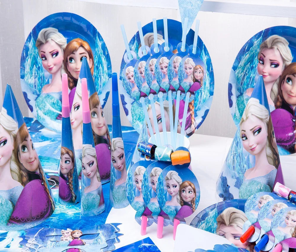 Disney Frozen Party Elsa Princess Set Decoration Party Supplies Cup Straws For Birthday Party Decorations Kids Baby Shower Gift