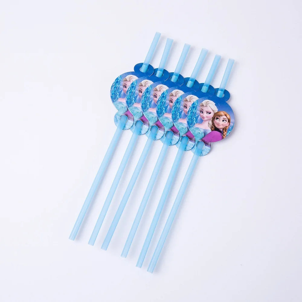 Disney Frozen Party Elsa Princess Set Decoration Party Supplies Cup Straws For Birthday Party Decorations Kids Baby Shower Gift