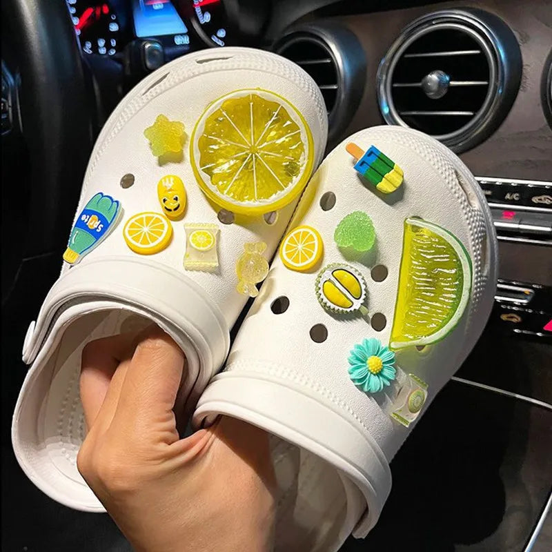 2024 Fresh Lemon Shoe Charms Designer DIY Cute Shoes Party Decaration Accessories for JIBS Clogs Kid Boy Women Girls Gifts