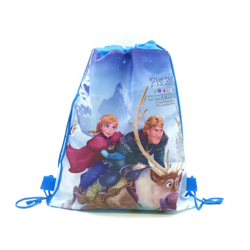 8/16/24/50PCS Disney Frozen 2 Anna Elsa Birthday Party Gifts Non-woven Drawstring Bags Kids Boy Favor Swimming School Backpacks