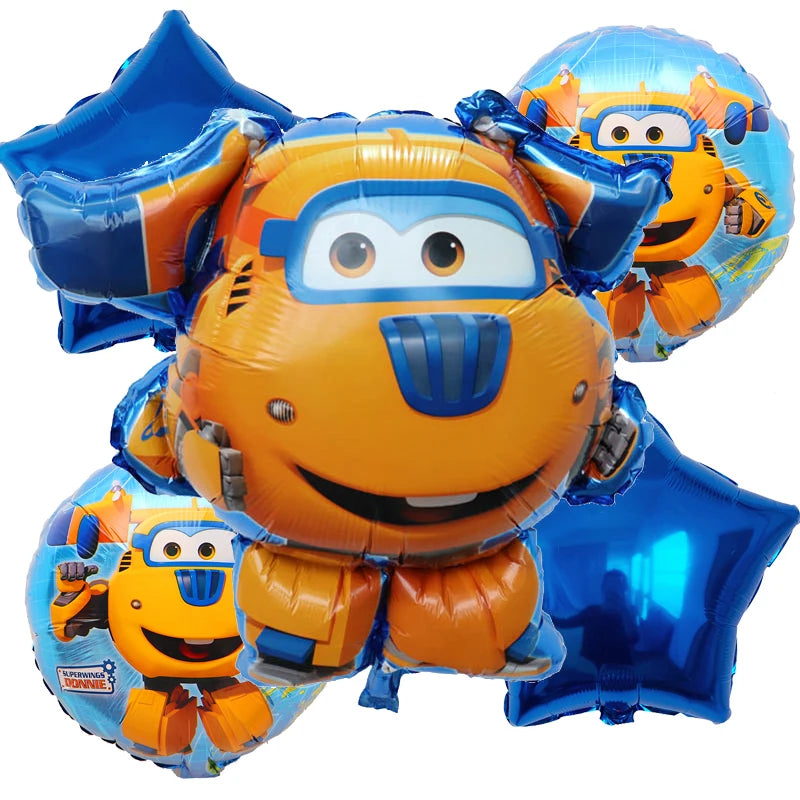 6Pcs/Lot Super Wings Cartoon Balloons Jett Balloons Super Wings Toys Birthday Party 32 Inch Number Decorations Kids Toy Balloons