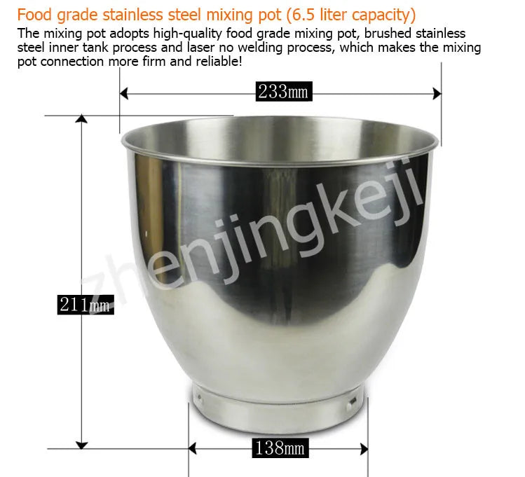 Egg Stirring Kneading Mixer 1200W Home 110V Voltage 6.5L Commercial Chef flour Mixer Food Mixer Stir Tools
