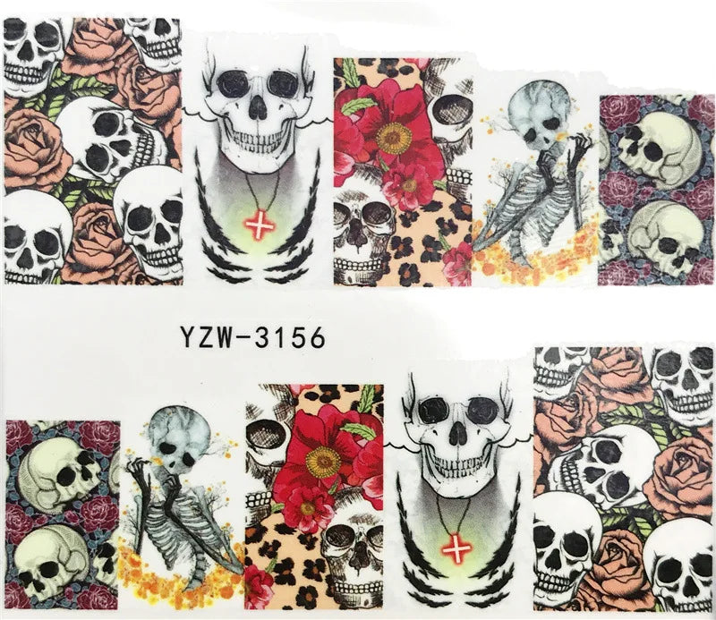 Nail Stickers Halloween Nail Sticker Nail Art Decorations 2020 City Night Feather Maple Halloween Decals for DIY Nail Decals
