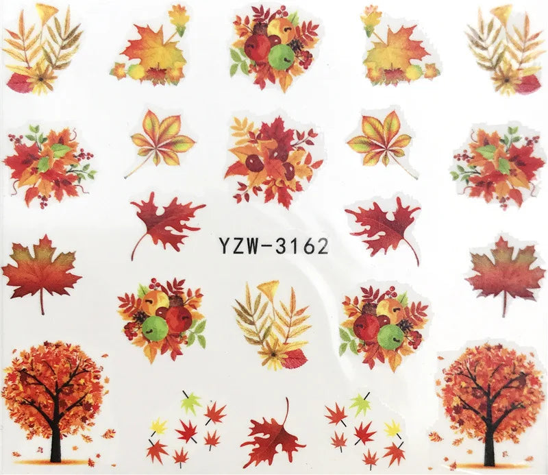Nail Stickers Halloween Nail Sticker Nail Art Decorations 2020 City Night Feather Maple Halloween Decals for DIY Nail Decals