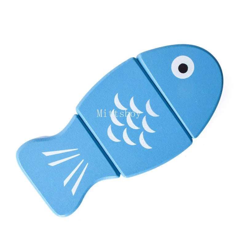 New Montessori Simulation Animal Magnetic Play House Fish Shrimp Crab Shell Seasoning Sashimi Baking Toy Wooden Educational Toys