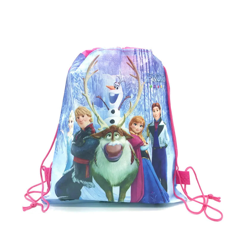 8/16/24/50PCS Disney Frozen 2 Anna Elsa Birthday Party Gifts Non-woven Drawstring Bags Kids Boy Favor Swimming School Backpacks