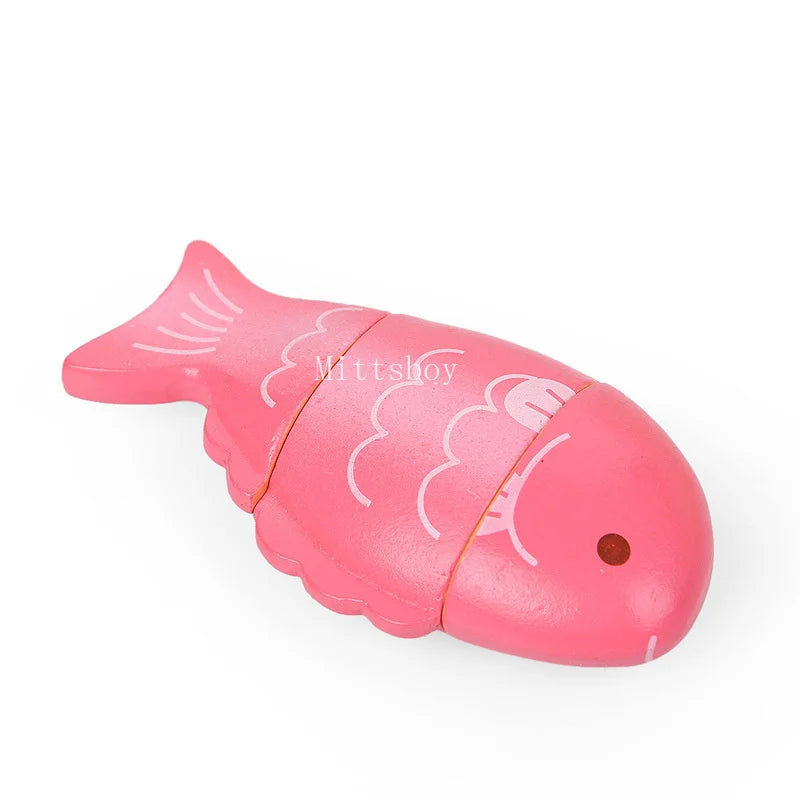 New Montessori Simulation Animal Magnetic Play House Fish Shrimp Crab Shell Seasoning Sashimi Baking Toy Wooden Educational Toys