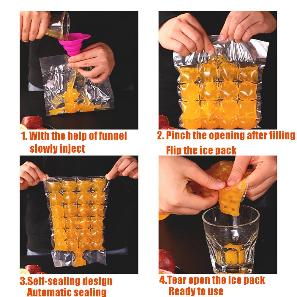 10pcs Disposable Ice-making Bags Self-sealing Ice Cube Tray Mold Home Kitchen Gadgets Summer Faster Freezing DIY Drinking Tool