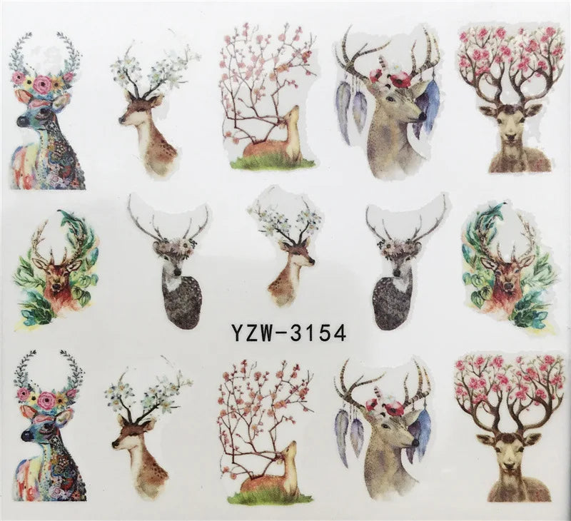 Nail Stickers Halloween Nail Sticker Nail Art Decorations 2020 City Night Feather Maple Halloween Decals for DIY Nail Decals