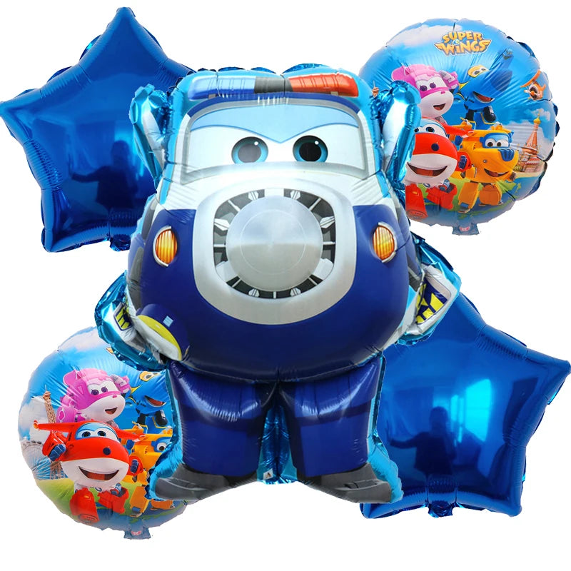6Pcs/Lot Super Wings Cartoon Balloons Jett Balloons Super Wings Toys Birthday Party 32 Inch Number Decorations Kids Toy Balloons