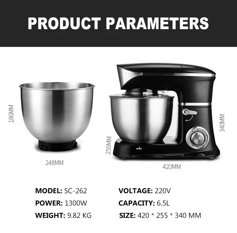 Stand Mixer Chef Machine Household Egg Mixing Machine Flour Mixing Machine Multi-functional Dough Mixer Kneading Machine SC-262