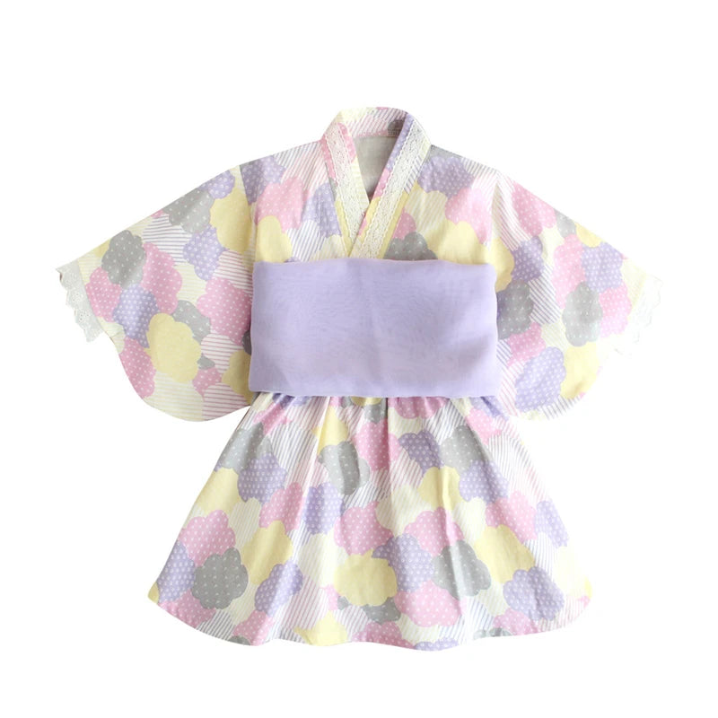 Baby Girl Rompers Japanese Style Kawaii Girls Floral Print Kimono Dress for Kids costume Infant Yukata Asian Clothes