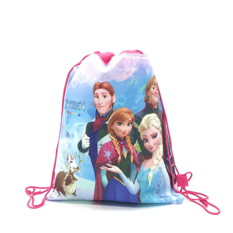 8/16/24/50PCS Disney Frozen 2 Anna Elsa Birthday Party Gifts Non-woven Drawstring Bags Kids Boy Favor Swimming School Backpacks