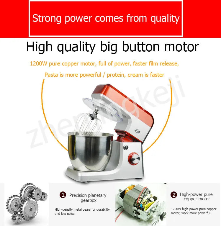 Egg Stirring Kneading Mixer 1200W Home 110V Voltage 6.5L Commercial Chef flour Mixer Food Mixer Stir Tools