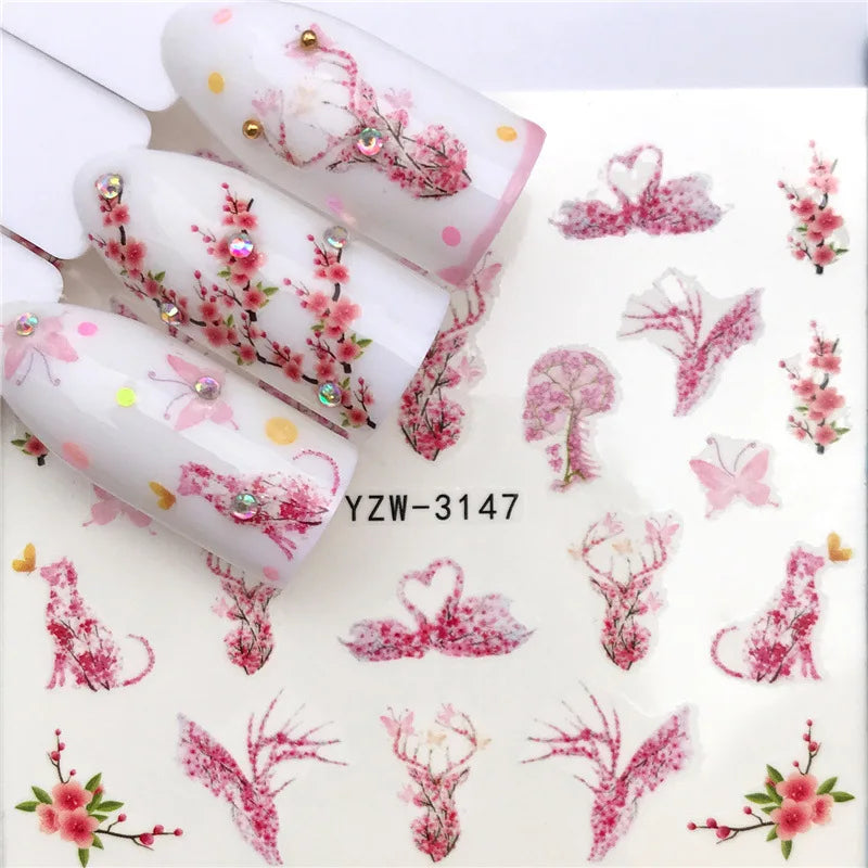 Nail Stickers Halloween Nail Sticker Nail Art Decorations 2020 City Night Feather Maple Halloween Decals for DIY Nail Decals