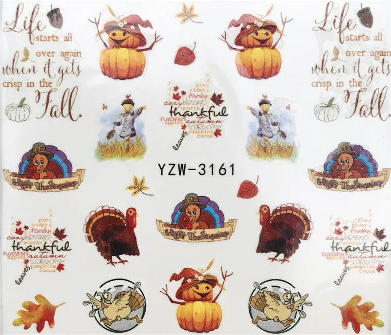 Nail Stickers Halloween Nail Sticker Nail Art Decorations 2020 City Night Feather Maple Halloween Decals for DIY Nail Decals