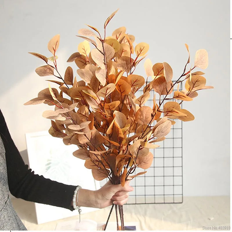 Artificial green grass plant plastic fake flowers simulation eucalyptus leaves bouquet home garden shop table decor Money Grass