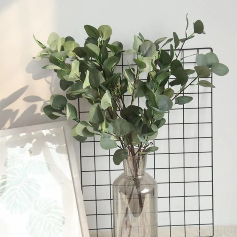 Artificial green grass plant plastic fake flowers simulation eucalyptus leaves bouquet home garden shop table decor Money Grass