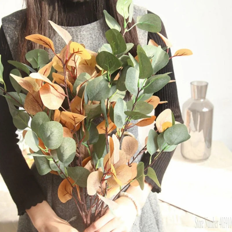 Artificial green grass plant plastic fake flowers simulation eucalyptus leaves bouquet home garden shop table decor Money Grass