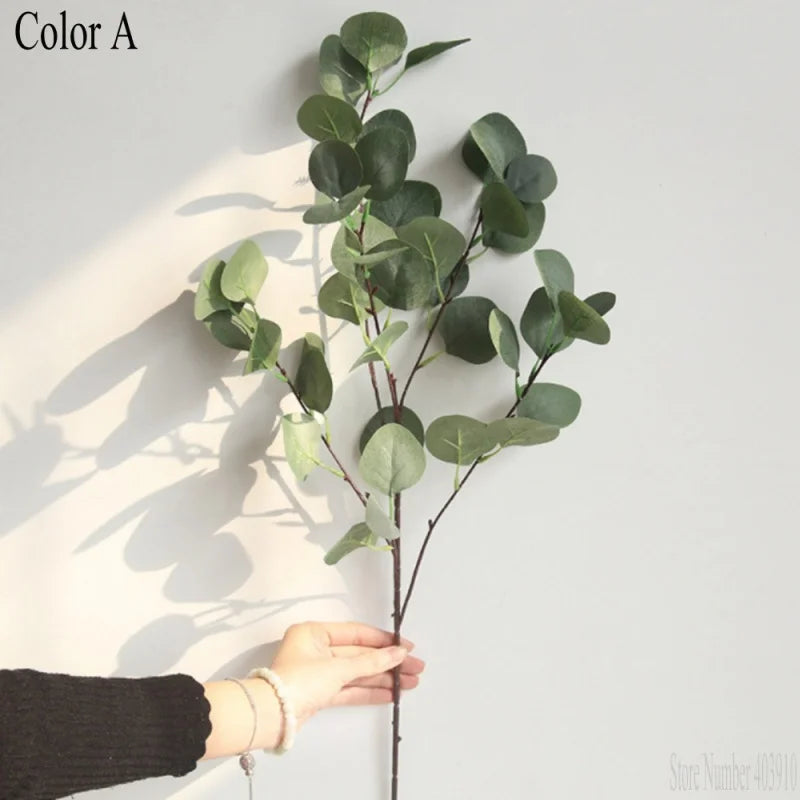 Artificial green grass plant plastic fake flowers simulation eucalyptus leaves bouquet home garden shop table decor Money Grass