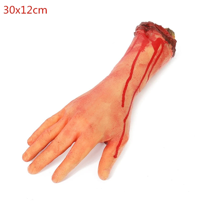 Halloween Horror Props Bloody Fake Arm Hand Creepy Finger Foot Scary Leg Brain Halloween Party Decoration Supplies