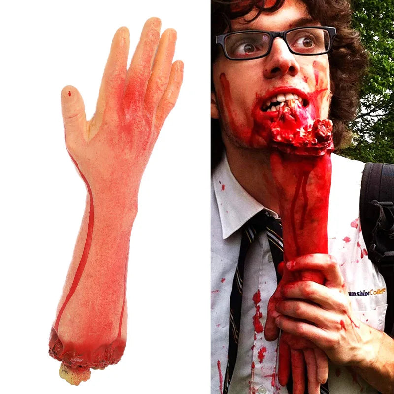 Halloween Horror Props Bloody Fake Arm Hand Creepy Finger Foot Scary Leg Brain Halloween Party Decoration Supplies