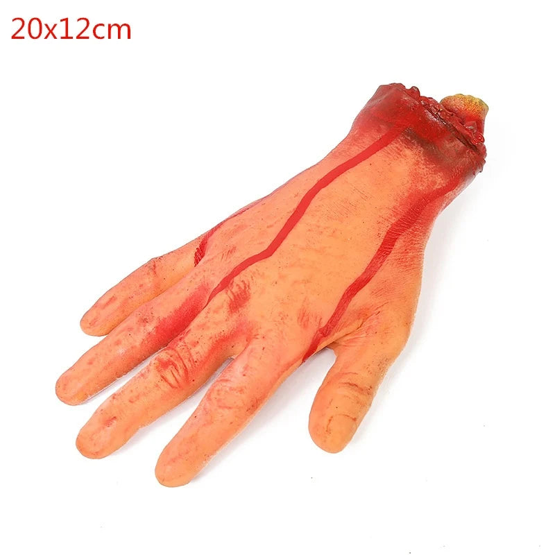 Halloween Horror Props Bloody Fake Arm Hand Creepy Finger Foot Scary Leg Brain Halloween Party Decoration Supplies