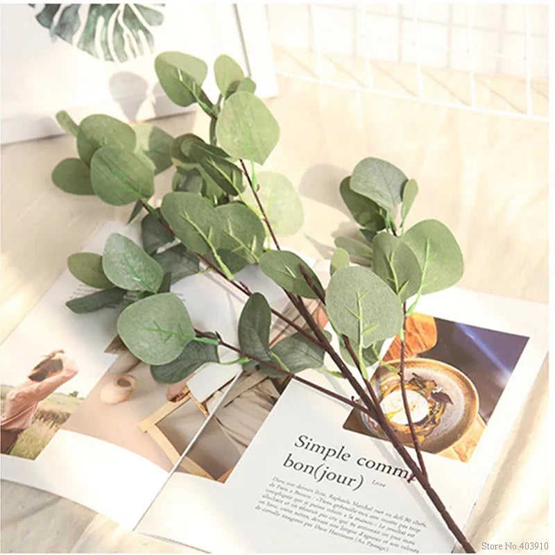 Artificial green grass plant plastic fake flowers simulation eucalyptus leaves bouquet home garden shop table decor Money Grass