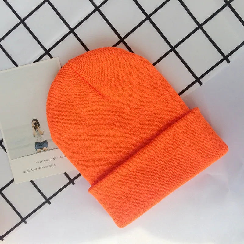 Baby Hat Solid Candy Color Boy Girl Elastic Winter Kids Knitted Hats Children Warm Beanies Child Caps For Babies 1-10 years old