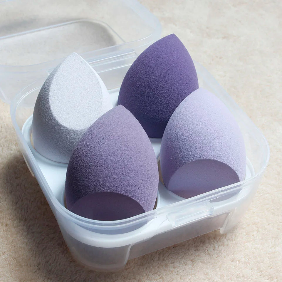 4pcs Makeup Sponge Set Purple Blender Bulk Beuty Makeup Tool Cosmeticos Puff Face Liquid Cream Powder Foundation Blending