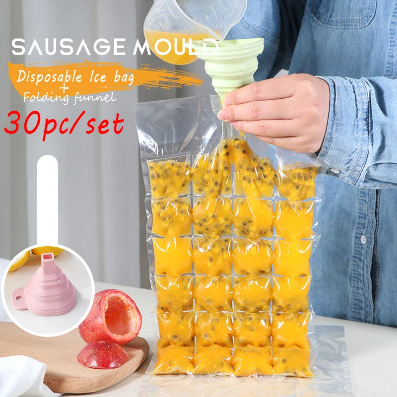 DIY Drinking Tool Ice-making Bags 30pcs/pack Ice Cube Tray Mold Disposable Portable Ice Mould Self-sealing Kitchen Gadgets