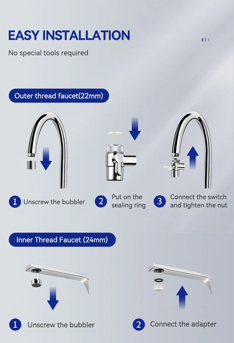 Wheelton Stainless Steel Kitchen Tap Filter Water Purifier Faucet Composite Activated Carbon Household Drinking Filtration Home
