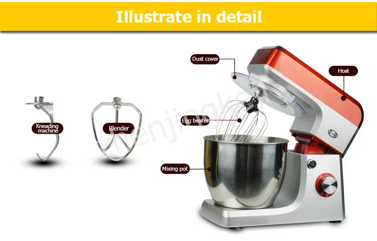 Egg Stirring Kneading Mixer 1200W Home 110V Voltage 6.5L Commercial Chef flour Mixer Food Mixer Stir Tools